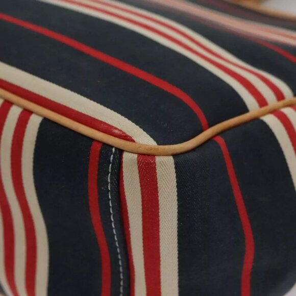 BURBERRY Hand Bag Canvas Leather Navy Silver - Picture 9 of 16